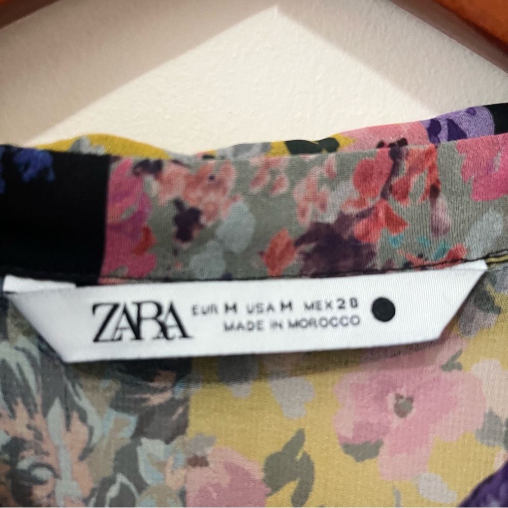 ZARA Amelia Patchwork Floral Button Front Tie Dre… - image 8
